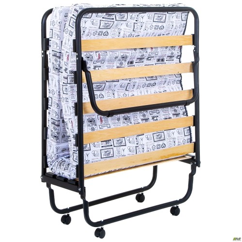 Classic folding cot black with mattress 1900×800 Newspaper H-38 (Tailor)