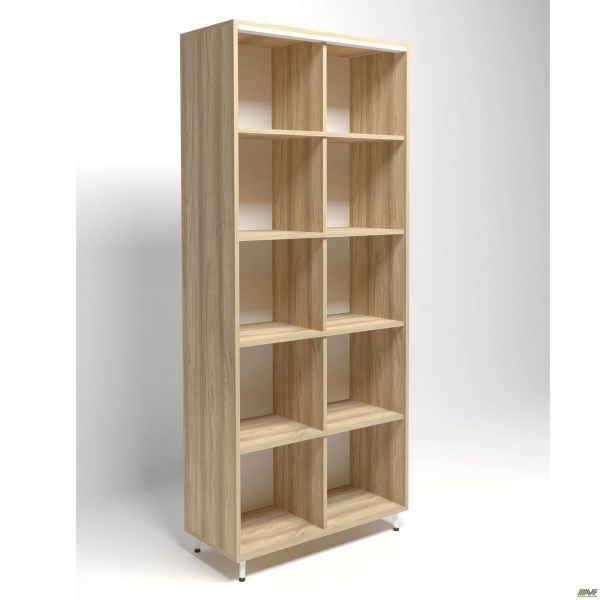 Delta DL-901 open bookcase (864x420x2078mm), Blackwood Barley / Beige-white legs