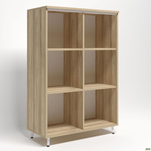 Шкаф книжный открытый Delta DL-903 (864х420х1292мм) Блеквуд ячменный / Опора бело-бежевая