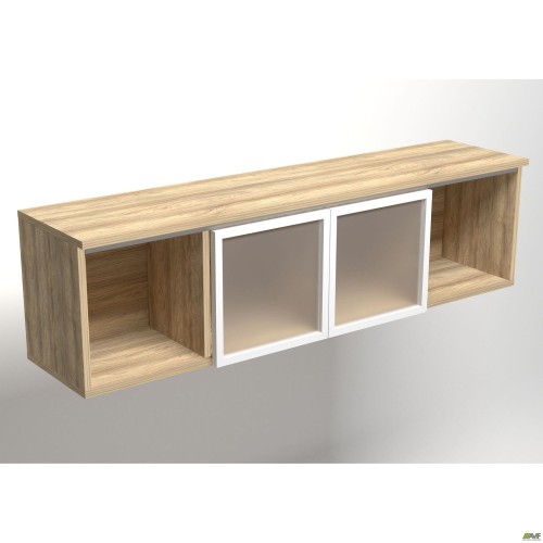 Delta DL-523-1 glass wall shelf (1418x330x384mm) Blackwood Barley / white profile