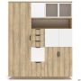 Delta DL-960 combination cabinet (1665x420x2078mm), Blackwood Barley / Super-matte white / Beige-white legs