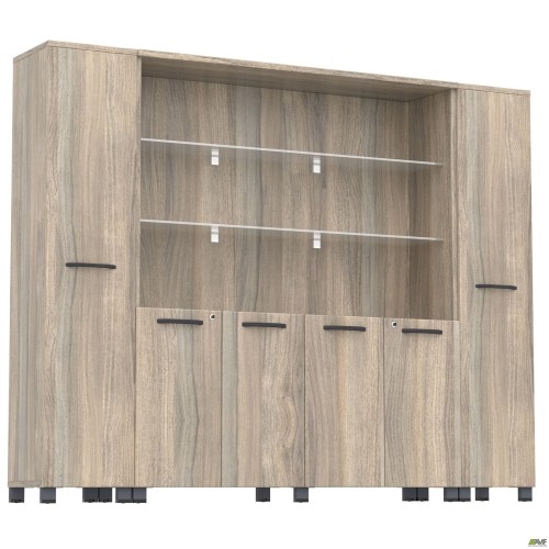 SIG-604 combined cabinet (2400x420x1900mm) black graphite base and handles/Smoked Liberty Elm