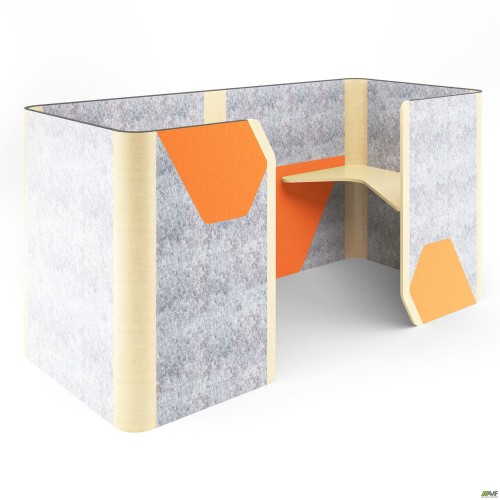 Cabi double pod, grey felt/orange felt, beige-white