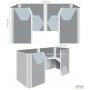 Cabi double pod, grey felt/green felt, black graphite