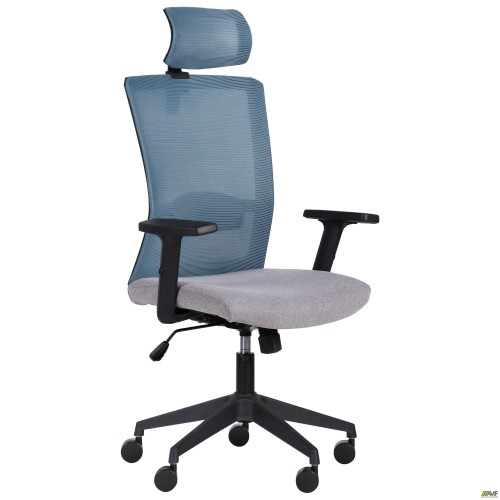 Uran Black HR chair, Sydney-05 seat / SL-18 aquamarine mesh back