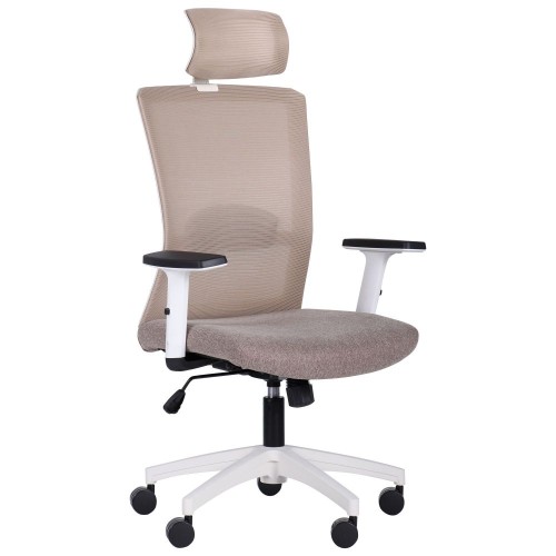 Uran White HR chair, Sydney-09 seat / SL-02 beige mesh back