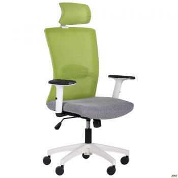 Uran White HR chair, Sydney-20 seat / SL-06 lime green mesh back