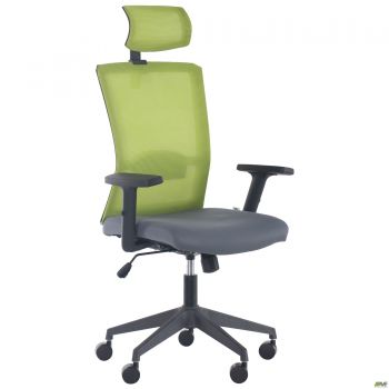 Uran Black HR chair, Nest-08 grey seat / SL-06 green mesh back