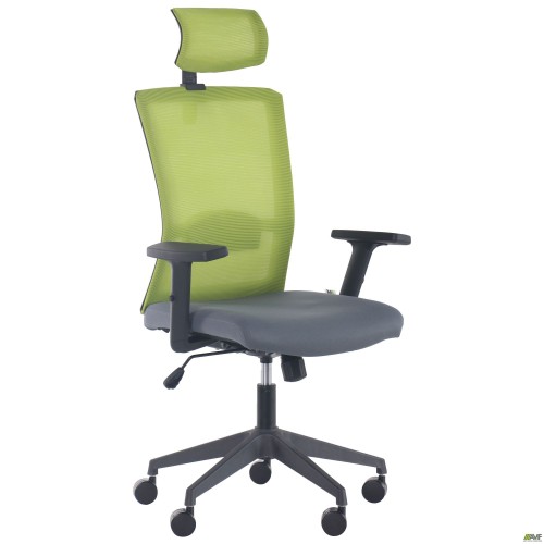 Uran Black HR chair, Nest-08 grey seat / SL-06 green mesh back
