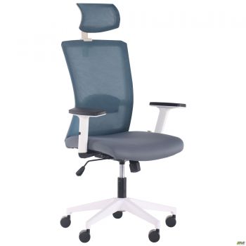 Uran White HR chair, Nest-08 grey seat / SL-18 aquamarine mesh back