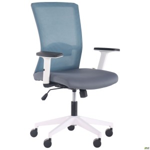 Uran White chair, Nest-08 grey seat / SL-18 aquamarine mesh back Uran White chair, Nest-08 grey seat / SL-18 aquamarine mesh back