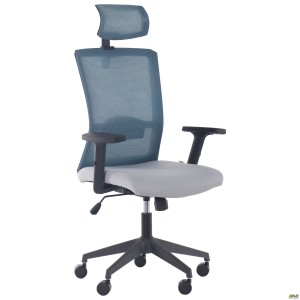 Uran Black HR chair, Nest-19 light grey seat / SL-18 aquamarine mesh back Uran Black HR chair, Nest-19 light grey seat / SL-18 aquamarine mesh back