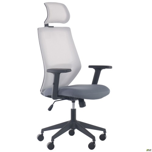 Lead Black HR chair, grey Нест-08 seat / light grey SL-01 mesh back