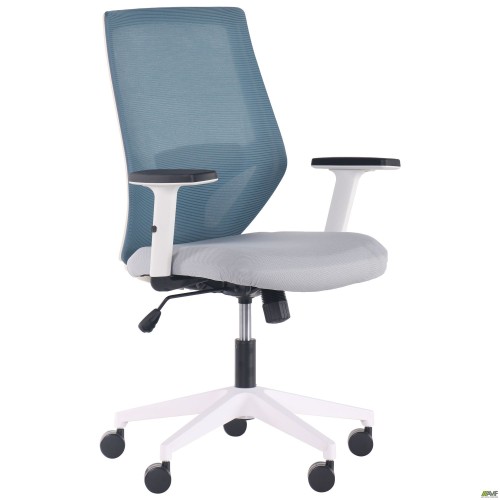 Lead White chair, light grey Нест-19 seat / aquamarine SL-18 mesh back