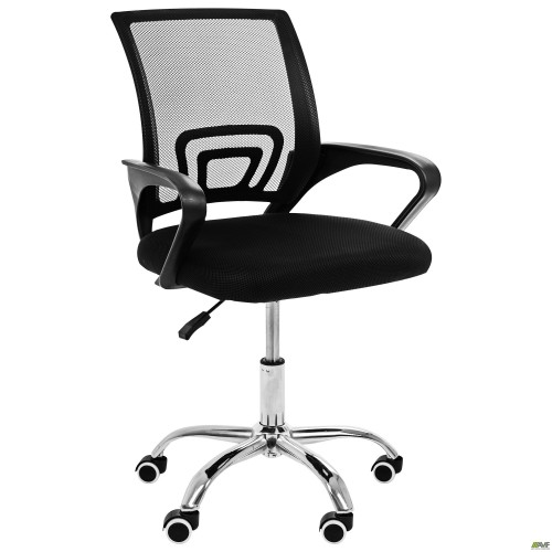 Web Home chair, chrome base, black fabric/black mesh