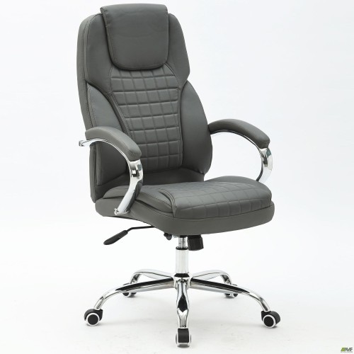Lester executive chair, gray faux leather