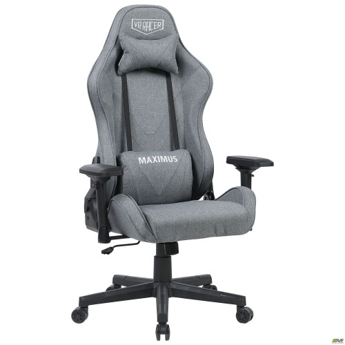 Кресло VR Racer Textile Maximus ткань серая/черная