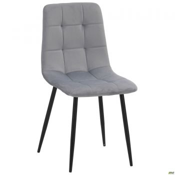 Cherry chair, black frame / grey-blue velvet
