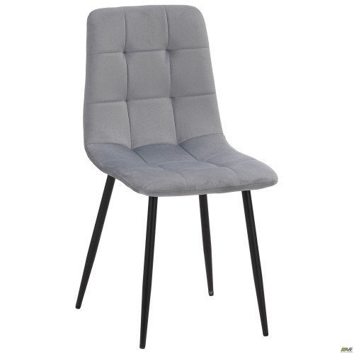 Cherry chair, black frame / grey-blue velvet