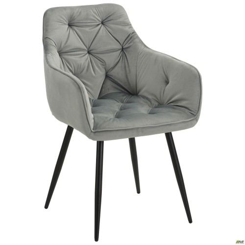 Liana swivel chair, black frame, gray velvet