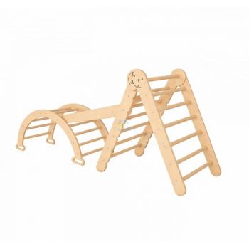 TIA-SPORT wooden Pikler play complex with rocking arch and slide (1 pc)