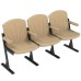 Upholstered 3-Seat Assembly Hall Chair, Faux Leather