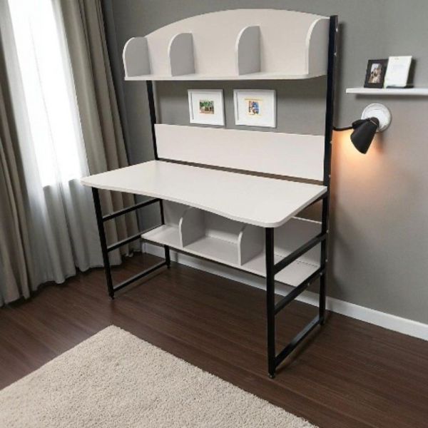 Metal-Frame Desk with Shelving Unit