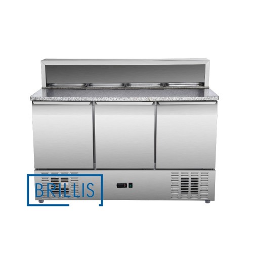 BRILLIS PS903 Refrigerated Pizza Table, 3 Doors