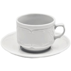 Біла чашка 1В1 з блюдцем F2393 + F2394 Alt Porcelain серія Flora