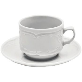 Біла чашка 1В1 з блюдцем F2393 + F2394 Alt Porcelain серія Flora