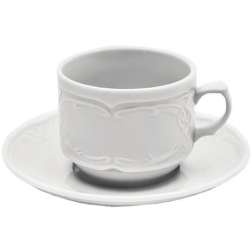 Біла чашка 1В1 з блюдцем F2393 + F2394 Alt Porcelain серія Flora