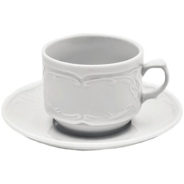 Біла чашка 1В1 з блюдцем F2393 + F2394 Alt Porcelain серія Flora