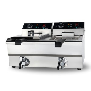 Фритюрниця HURAKAN HKN-FT1010N подвійна з краном, 2×10 л