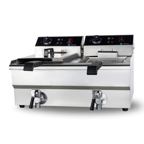 Фритюрниця HURAKAN HKN-FT1010N подвійна з краном, 2×10 л