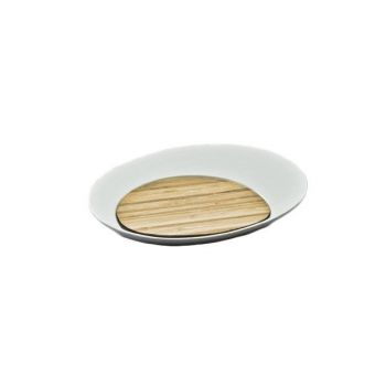 Овальна тарілка з бамбуковою підставкою F2782-12 + W0002-7,5 Delux Alt Porcelain