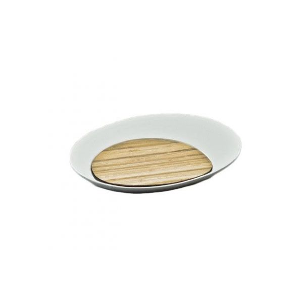 Овальна тарілка з бамбуковою підставкою F2782-12 + W0002-7,5 Delux Alt Porcelain