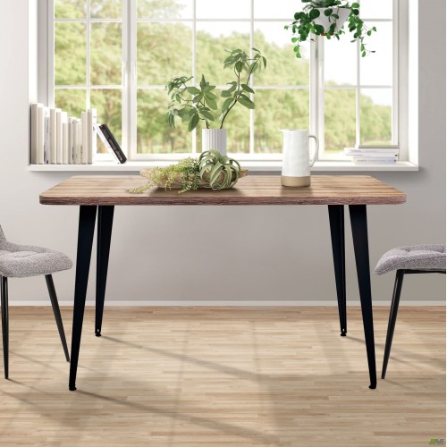 AMF Cherry 1400 Dining Table, black graphite frame/oak Livorno top, art. 221124