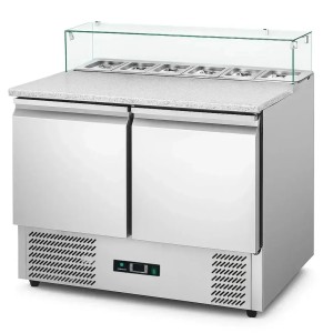 Саладета Hurakan HKN-GXSD2GN-GC 2-дверна з гранітною поверхнею і склом