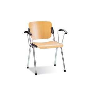 Nowy Styl Era Wood Arm Chrome Visitor Chair