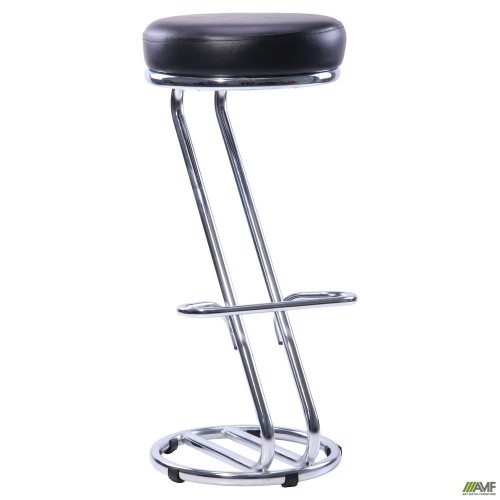 AMF Zeta High Stool, Chrome, Black Faux Leather, art. 050228