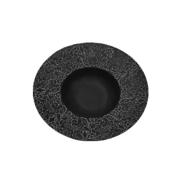 Тарелка для пасты черная матовая с узором FC0033-12 Delux Alt Porcelain