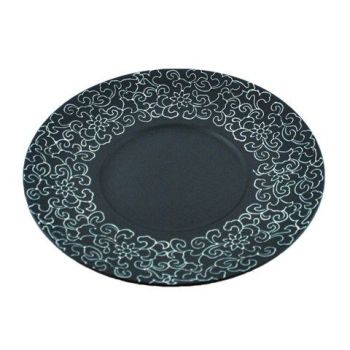 Тарілка кругла чорна матова з візерунком FC0031-10 Alt Porcelain Delux