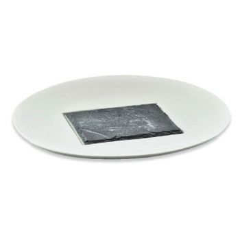 Тарілка кругла з каменем прямокутним F2593-14 + F2791-6,25 Delux Alt Porcelain
