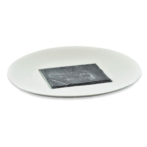 Тарілка кругла з каменем прямокутним F2593-14 + F2791-6,25 Delux Alt Porcelain