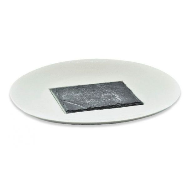 Тарілка кругла з каменем прямокутним F2593-14 + F2791-6,25 Delux Alt Porcelain