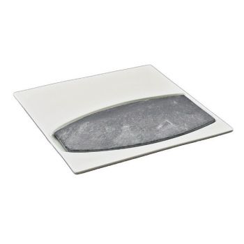 Тарілка квадратна з овальною кам'яною вставкою F2781-12 + F2785-11 Delux Alt Porcelain