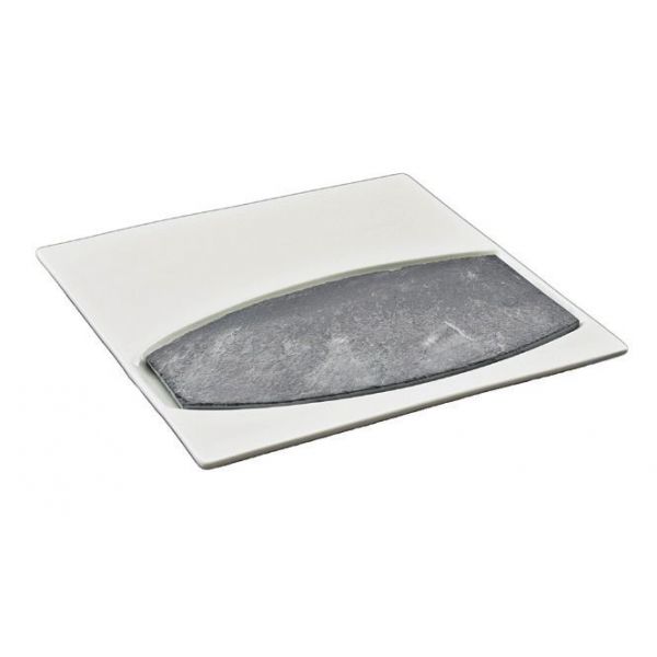 Тарілка квадратна з овальною кам'яною вставкою F2781-12 + F2785-11 Delux Alt Porcelain