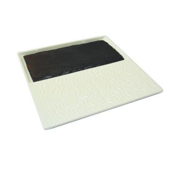 Тарілка на 2 відділення з прямокутним каменем F2614-10 + F2793-9 Delux Alt Porcelain