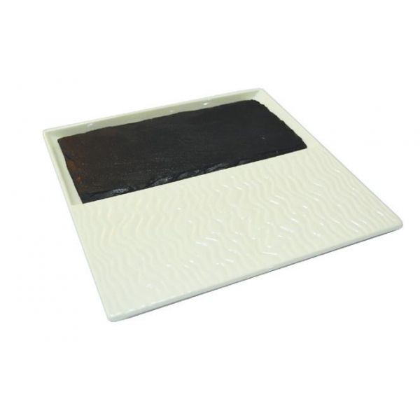 Тарелка на 2 отделение с прямоугольным камнем F2614-10 + F2793-9 Delux Alt Porcelain