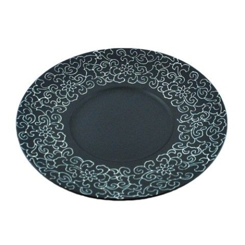 Тарілка з порцеляни чорна матова з візерунком FC0031-12 Alt Porcelain Delux